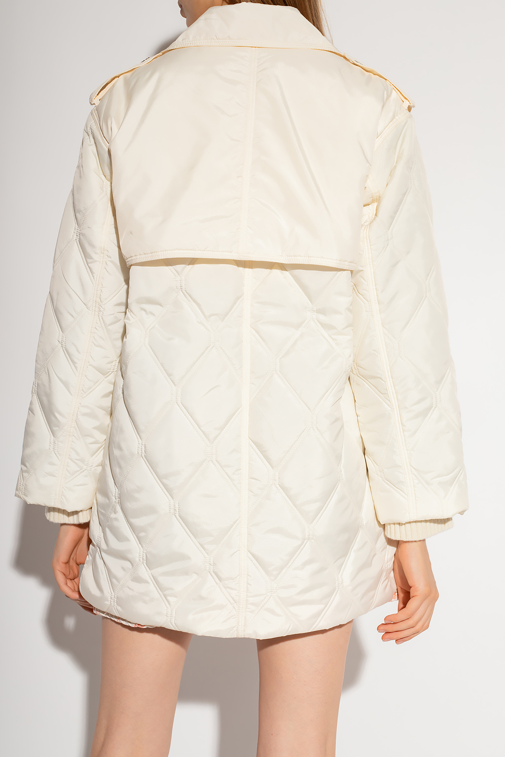 【関税＆送料込み】Ganni Quilted Nylon Jacket Kalamata Green Shiny Quilt Midi Jacket | GANNI US
